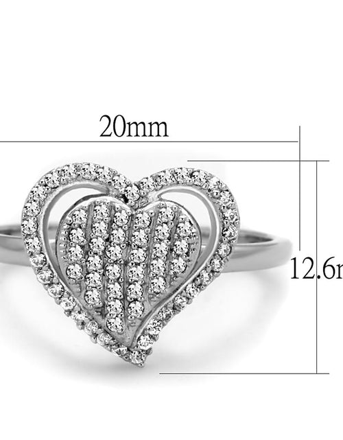 Load image into Gallery viewer, TS192 - Rhodium 925 Sterling Silver Ring with AAA Grade CZ  in Clear
