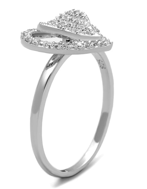 Load image into Gallery viewer, TS192 - Rhodium 925 Sterling Silver Ring with AAA Grade CZ  in Clear

