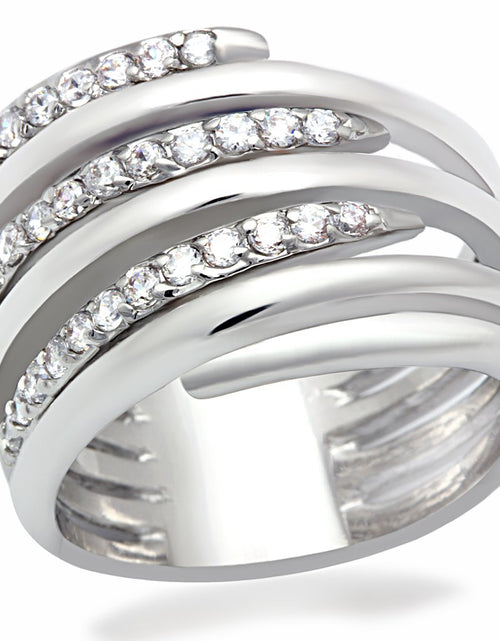 Load image into Gallery viewer, LO2075 - Rhodium Brass Ring with AAA Grade CZ  in Clear
